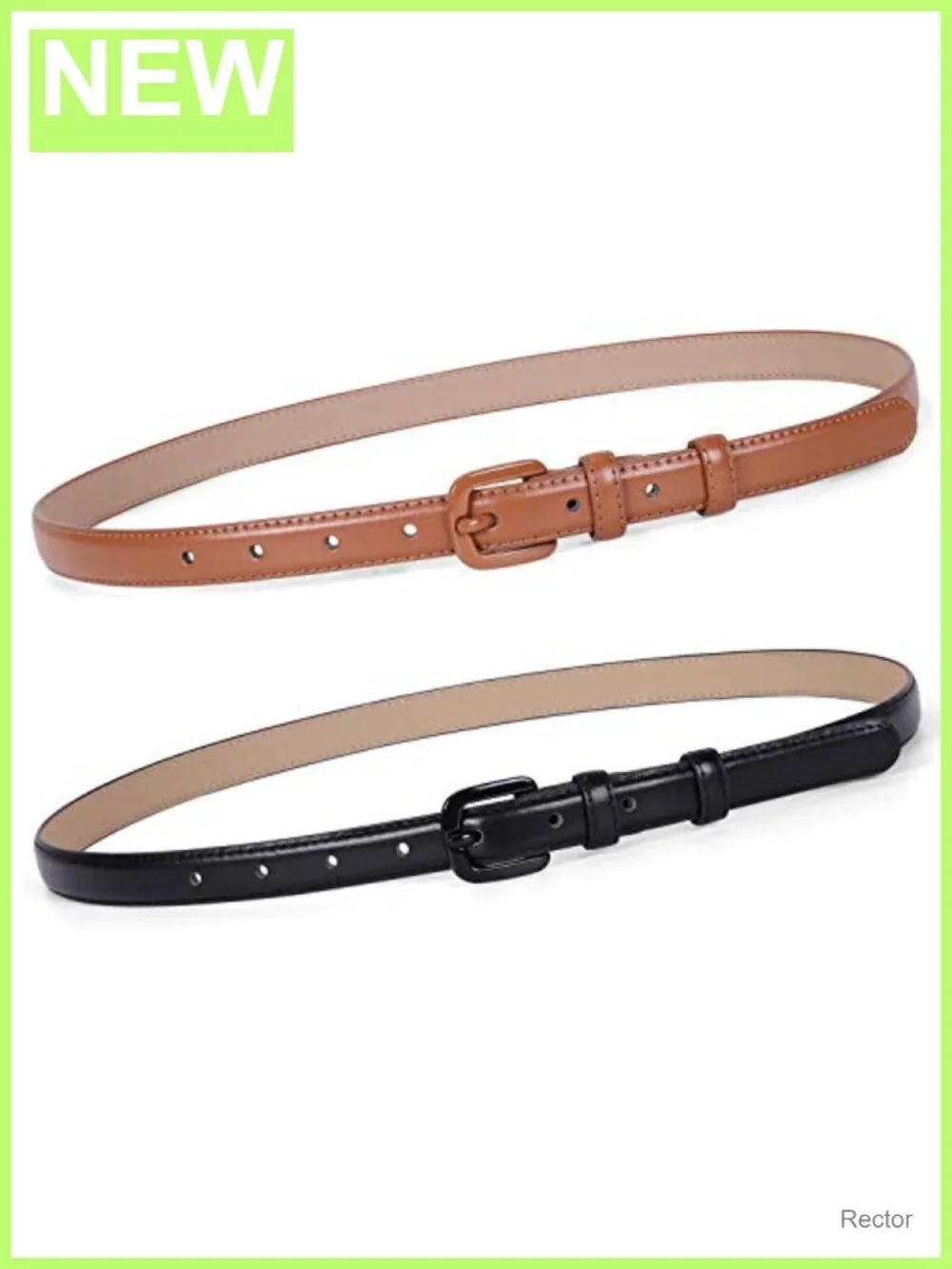Genuine Leather Skinny Waist Belt Pin Buckle Dress Belt for Women